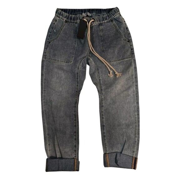 One Teaspoon Size S Montana Shabbies Drawstring Distressed Boyfriend Denim Jeans - Picture 11 of 16